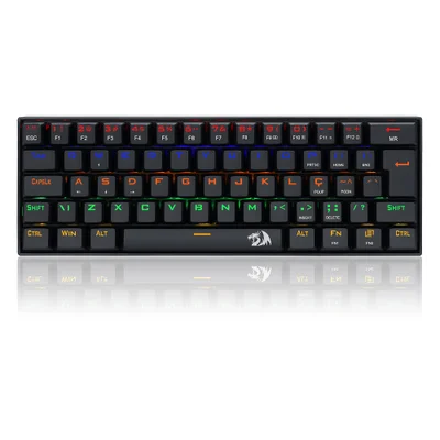 Teclado Mecânico Gamer Redragon Lakshmi Rainbow, ABNT2, Switch Black, Preto