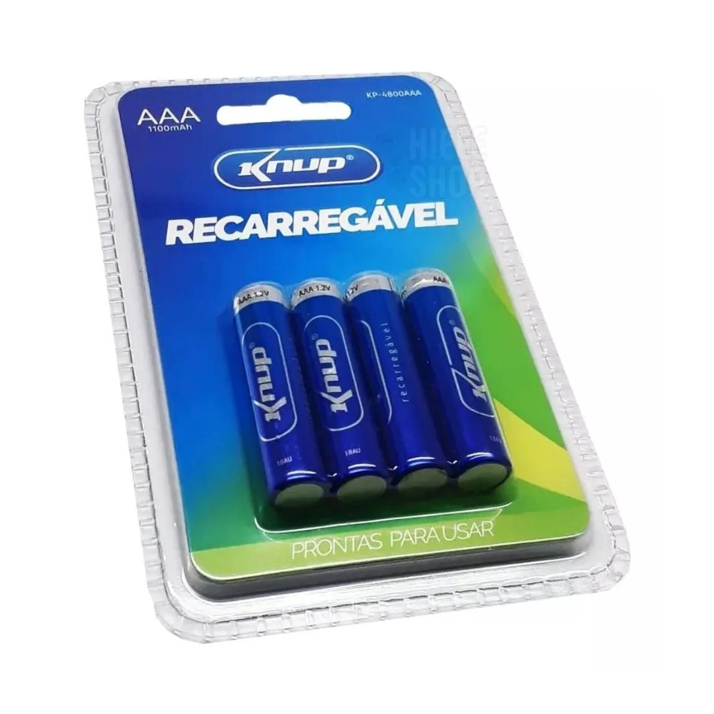 Pilha Recarregável Aaa Cartela C/4un (kp-4800aaa) - Knup Pilha Recarregável Aaa Cartela C/4un (kp-4800aaa) - Knup
