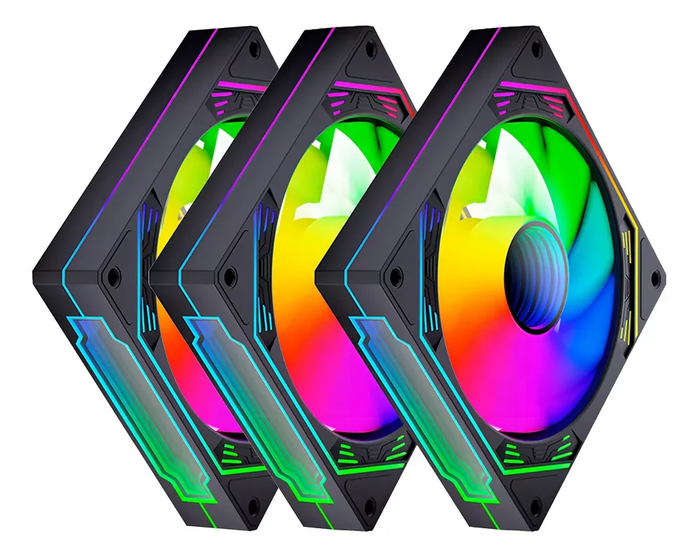 Imagem 4 de 5 do produto Kit 03 Fan Cooler 120mm Hayom Fc1308 Preto Controladora.