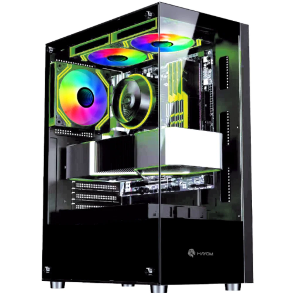 Gabinete Gamer Hayom Gb1792 Preto Com 03 Fans Inclusos