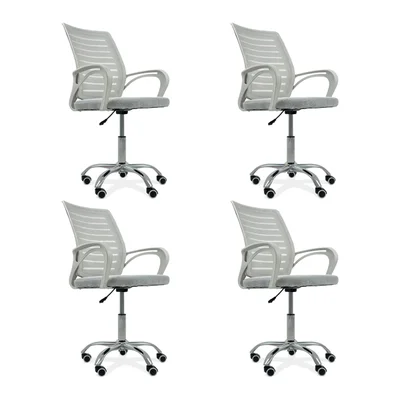 Kit 4 Cadeiras De Escritório Secretaria Diretor, Roma Ergonômica, Branca
