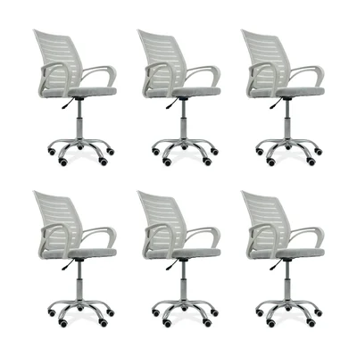 Kit 6 Cadeiras De Escritório Secretaria Diretor, Roma, Ergonômica, Branca