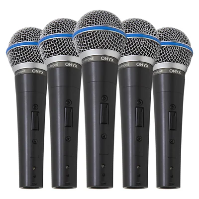 Kit 5 Microfones Dinâmico Com Fio Tk 58c Onyx
