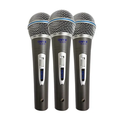 Kit 3 Microfones Dinâmico Com Fio Tk 22c Onyx