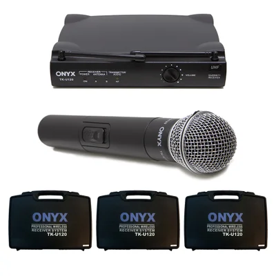Kit 3 Microfones Sem Fio Tk U120 Uhf Onyx