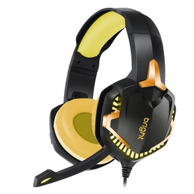 Headset Gamer Level Up Bright, RGB, Preto Dourado