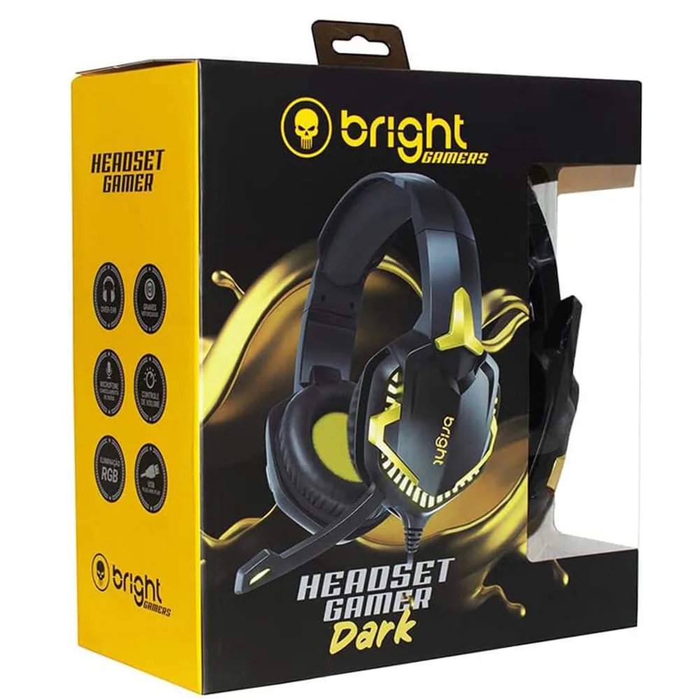 Imagem 5 de 5 do produto Headset Gamer Level Up Bright, RGB, Preto Dourado