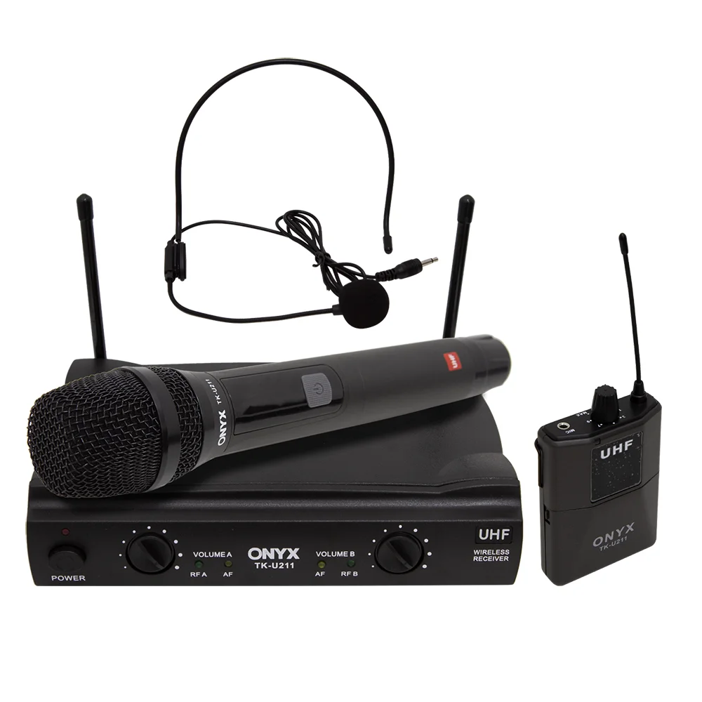 Microfone Sem Fio Duplo Mão E Headset Tk U211 Uhf Onyx