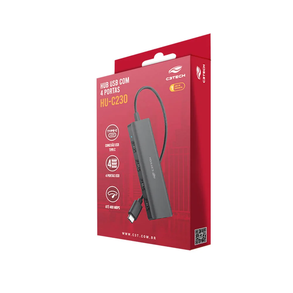 Imagem 5 de 5 do produto Hub Usb C3tech Hu-c230bk 4 Portas 2.0 - Preto