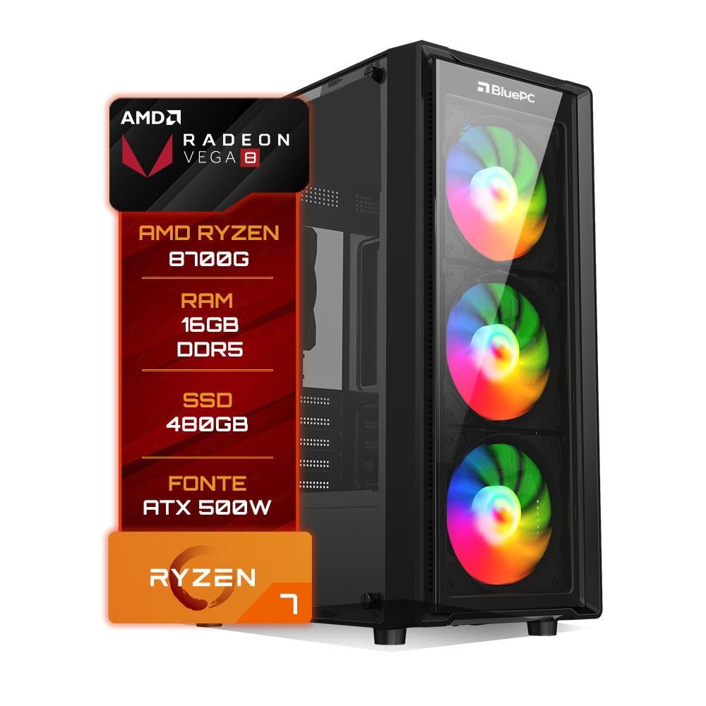 PC Gamer Balão.info Amd Ryzen 7 8700g 16gb Ddr5 SSD 480GB Vega 8 - Fonte 500w
