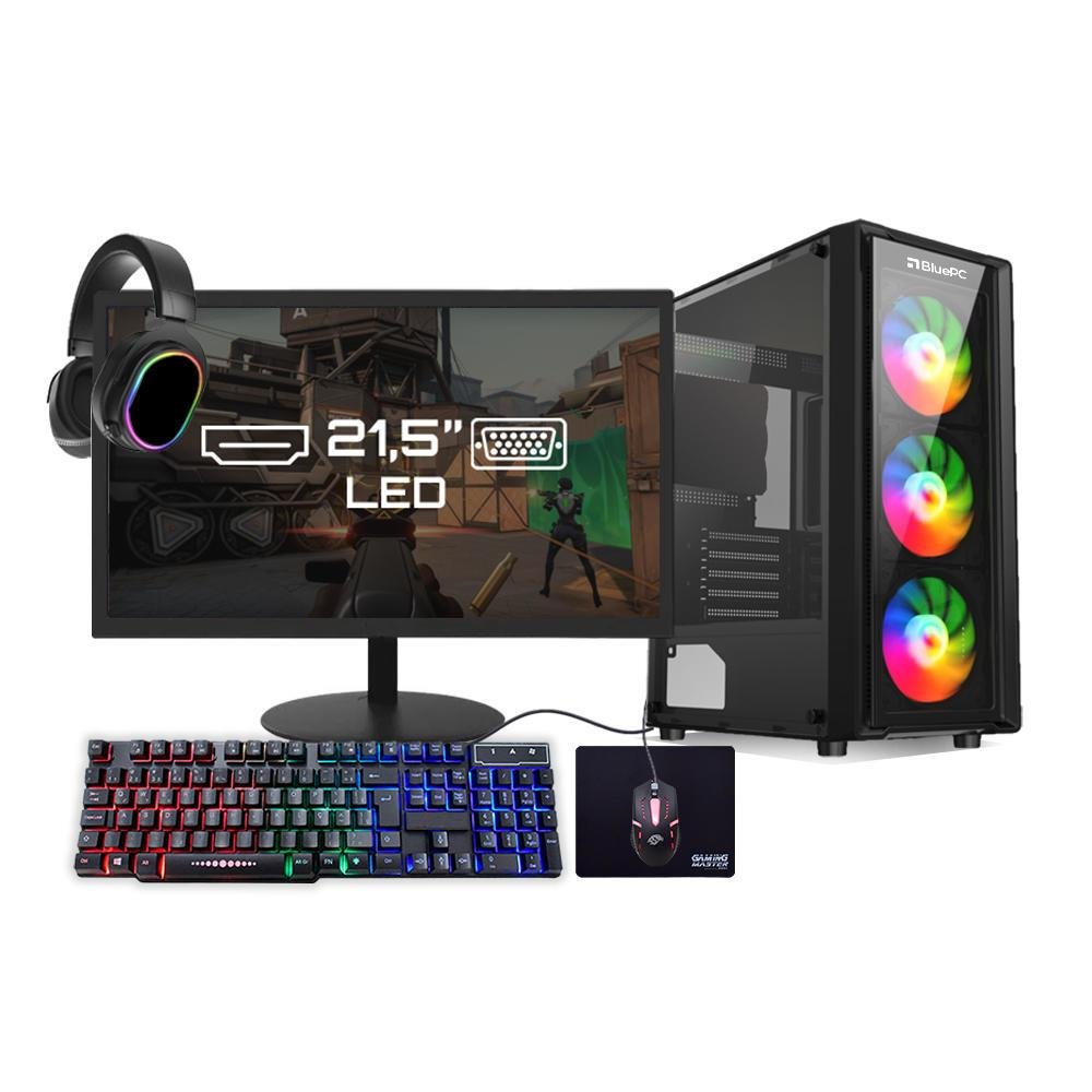 PC Gamer Completo Bluepc Amd Ryzen 7 8700g 8GB Ddr5 SSD 960gb Vega 8 Monitor 21" - Kit Gamer Teclado Mouse Headset - view 5