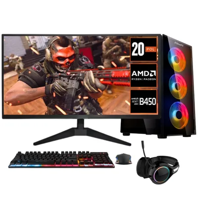 PC Gamer Completo Bluepc Legacy - Amd Ryzen 5 5600gt, 16gb Ram, Radeon Vega 7, Monitor 20", Kit Gamer Completo, SSD 480GB, Fonte 500w - Pgbp-1007leg