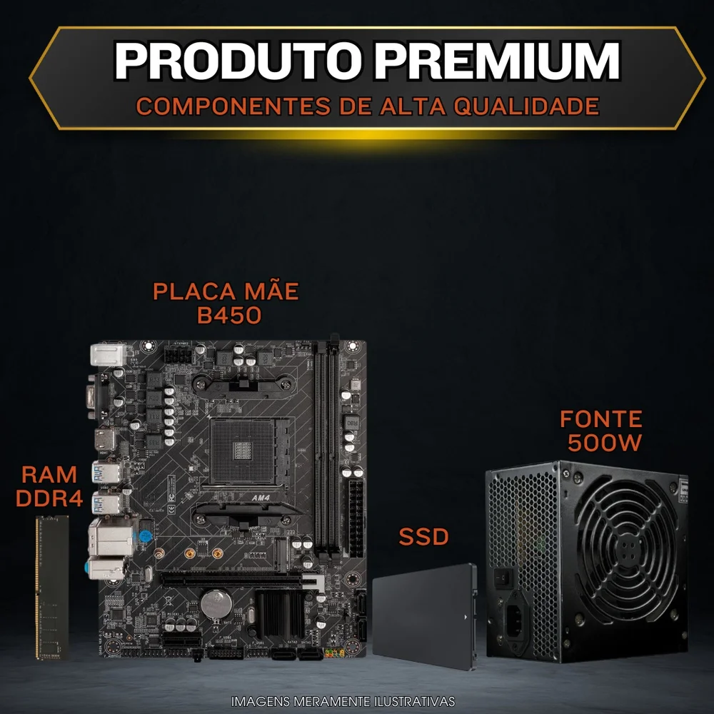 PC Gamer Completo Bluepc Legacy - Amd Ryzen 5 5600gt, 16gb Ram, Radeon Vega 7, Monitor 20", Kit Gamer Completo, SSD 480GB, Fonte 500w - Pgbp-1007leg - view 3