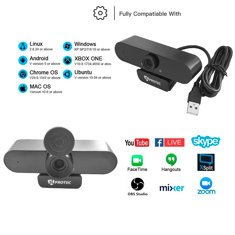 Imagem 3 de 4 do produto Full Hd 1080p Webcam Alta Resolução 2mp Mini Usb Câmera De Visão 360º Microfone Audio P/ PC Notebook