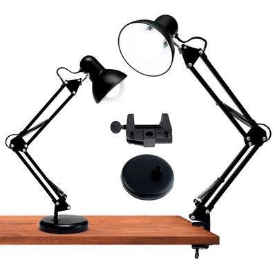 Luminaria Pixar Articulada Escritorio Bancada Mesa E27 Luz 40w Garra E Base - 2 Em 1