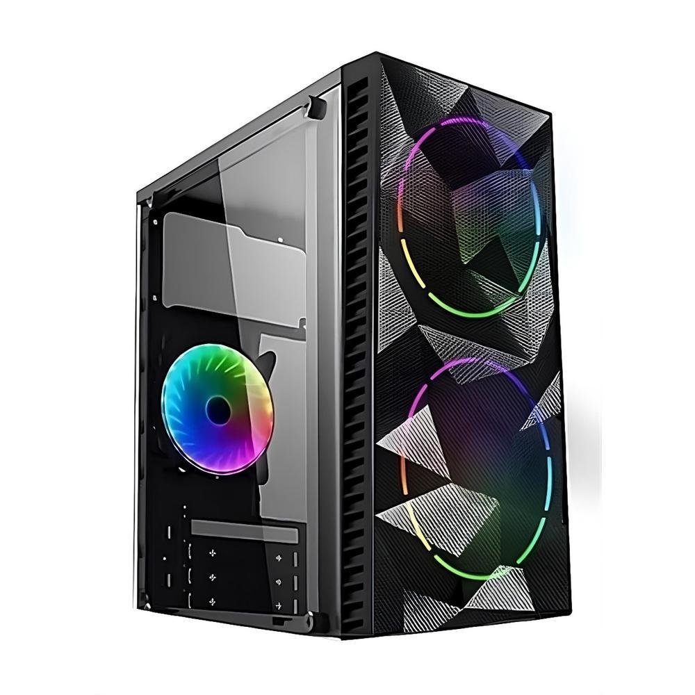 Gabinete Gamer Alligator Shop Yacare RGB Mid Tower Lateral Em Vidro Com 3 Fans Preto Alsgb-ycr-RGB