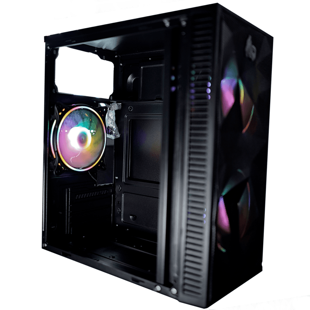Imagem 4 de 5 do produto Gabinete Gamer Alligator Shop Yacare RGB Mid Tower Lateral Em Vidro Com 3 Fans Preto Alsgb-ycr-RGB
