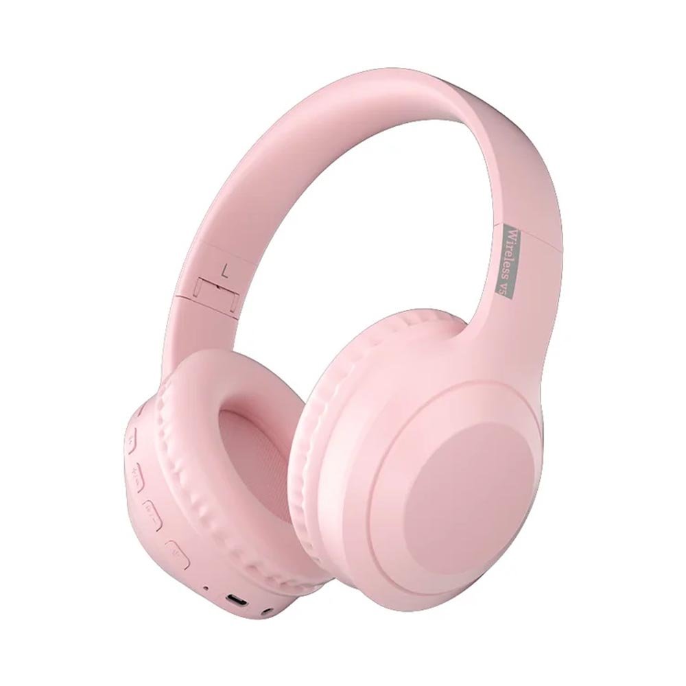H&s -v5  Fone De Ouvido Headphones Sem Fio Com Microfone, Bluetooth 5.3, Estéreo Surround Cor:pink