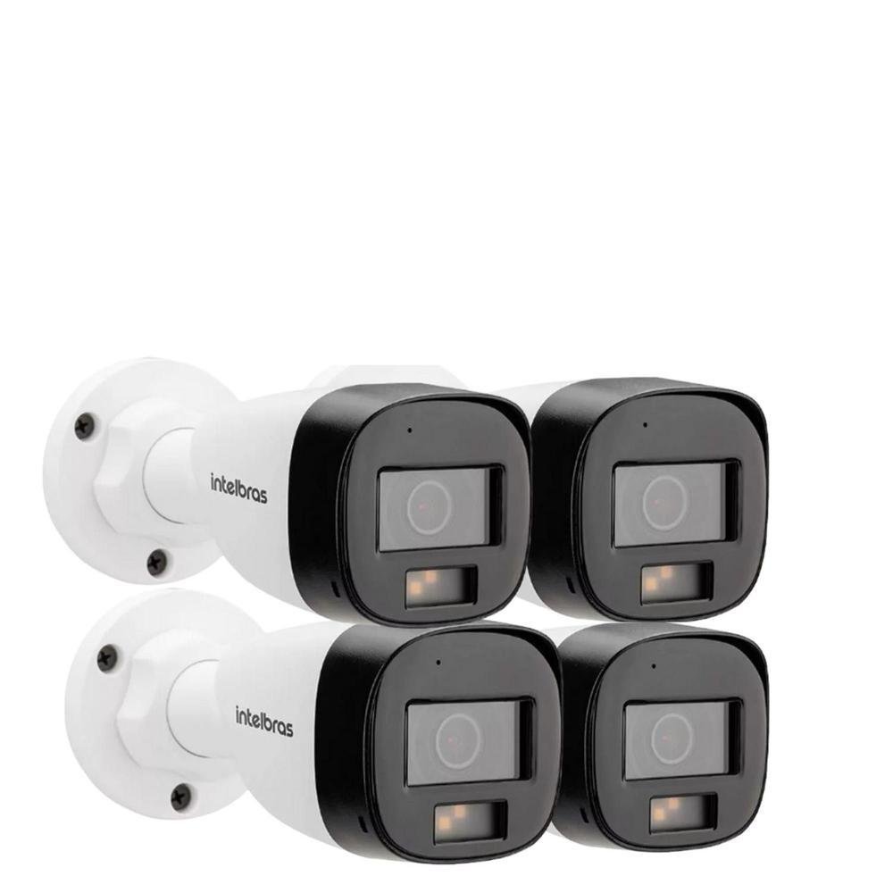 Kit Intelbras 4 Câmeras De Segurança 3220 B Multi-hd Vhd Full Color Com Microfone E Áudio 20m Branca