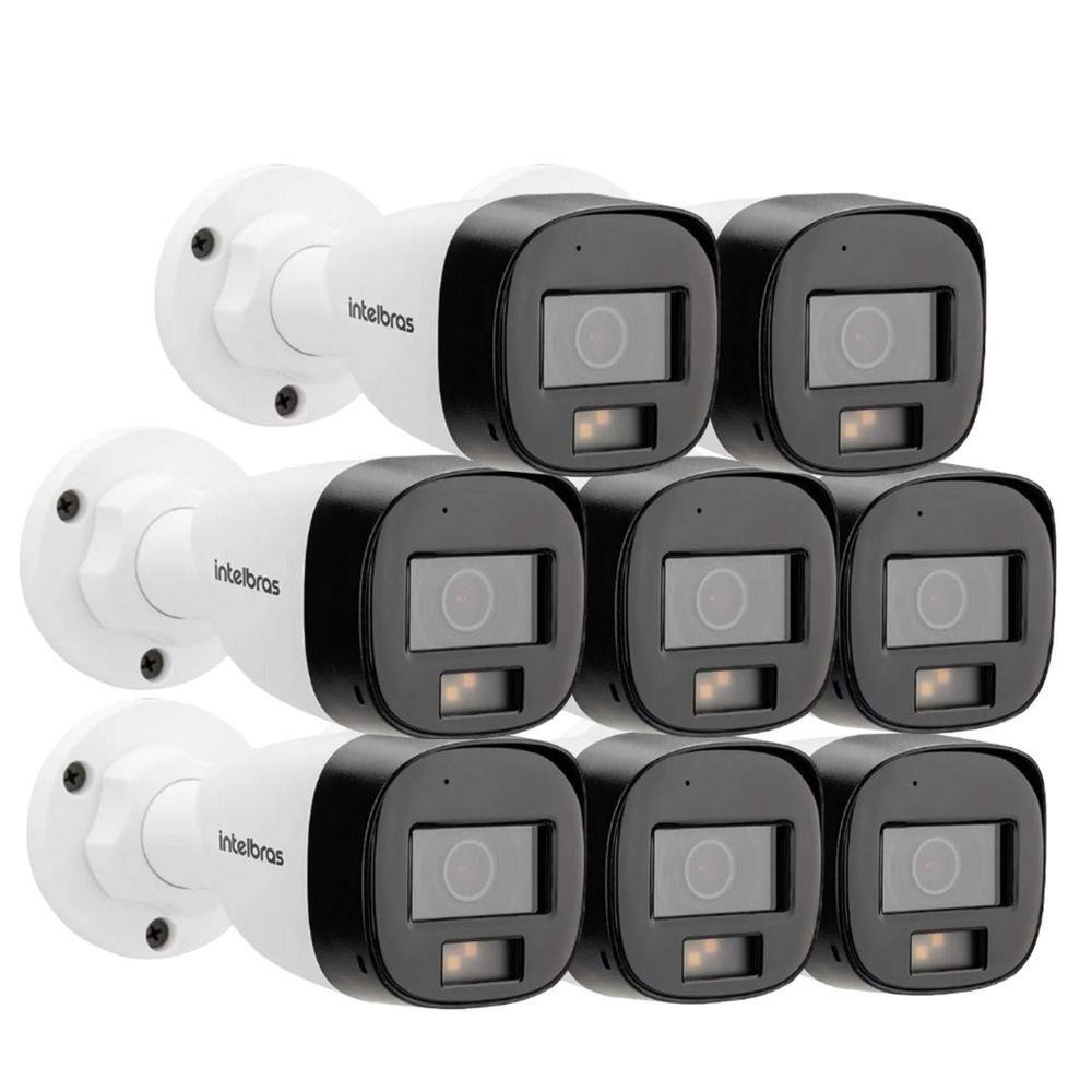 Kit Intelbras 4 Câmeras De Segurança 3220 B Multi-hd Vhd Full Color Com Microfone E Áudio 20m Branca
