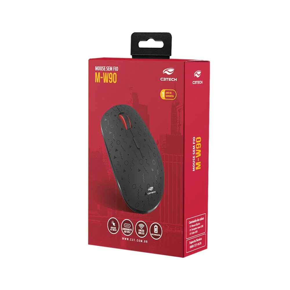 Imagem 5 de 5 do produto Mouse C3tech M-w90bk 4 Botões Wireless 1600dpi Preto