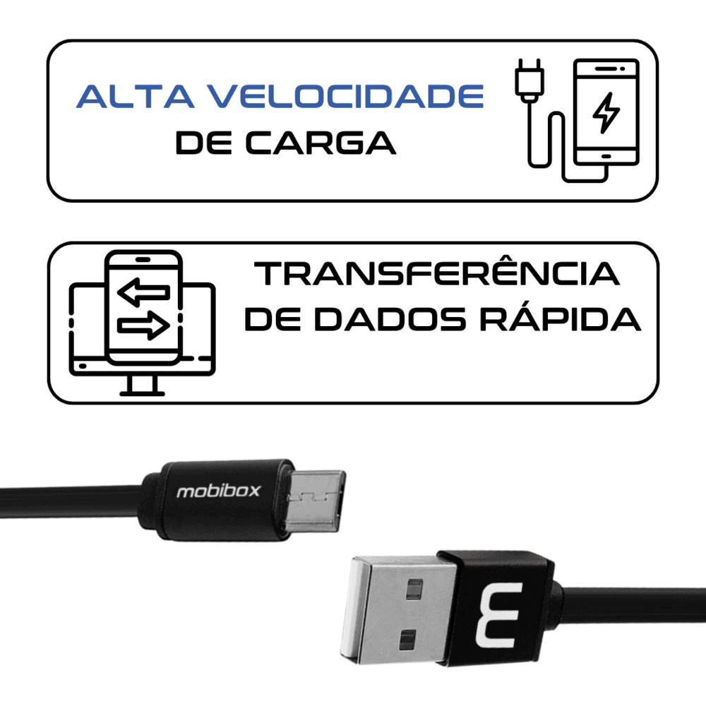 Imagem 4 de 5 do produto Cabo carregador Micro Usb / USB - 1 metro - Reforçado e flexível - Ultra rápido - Original 1 ano de garantia