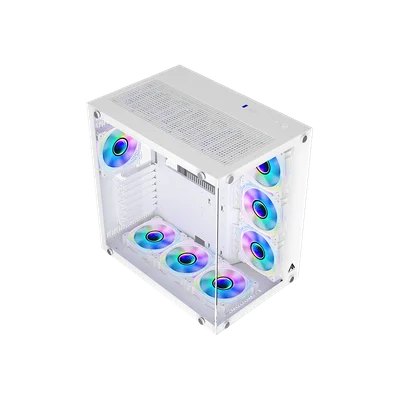 Gabinete Gamer Ryvel,  Mid Tower, ARGB, com Vidro Temperado, 9 Fans - Ry-gb-yr-wt.