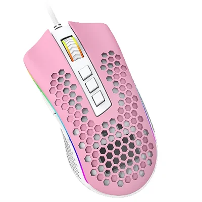Mouse Gamer Com Fio Redragon Storm M808pw-RGB 12400 Dpi Cor Rosa Com Branco