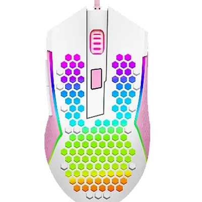 Mouse Gamer Com Fio Redragon Reaping Elite M987wp-p 32000 Dpi Cor Branco Com Rosa