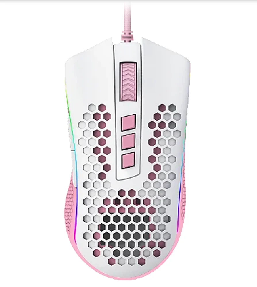 Mouse Gamer Com Fio Redragon Storm M808wp-RGB 12400 Dpi Cor Branco Com Rosa