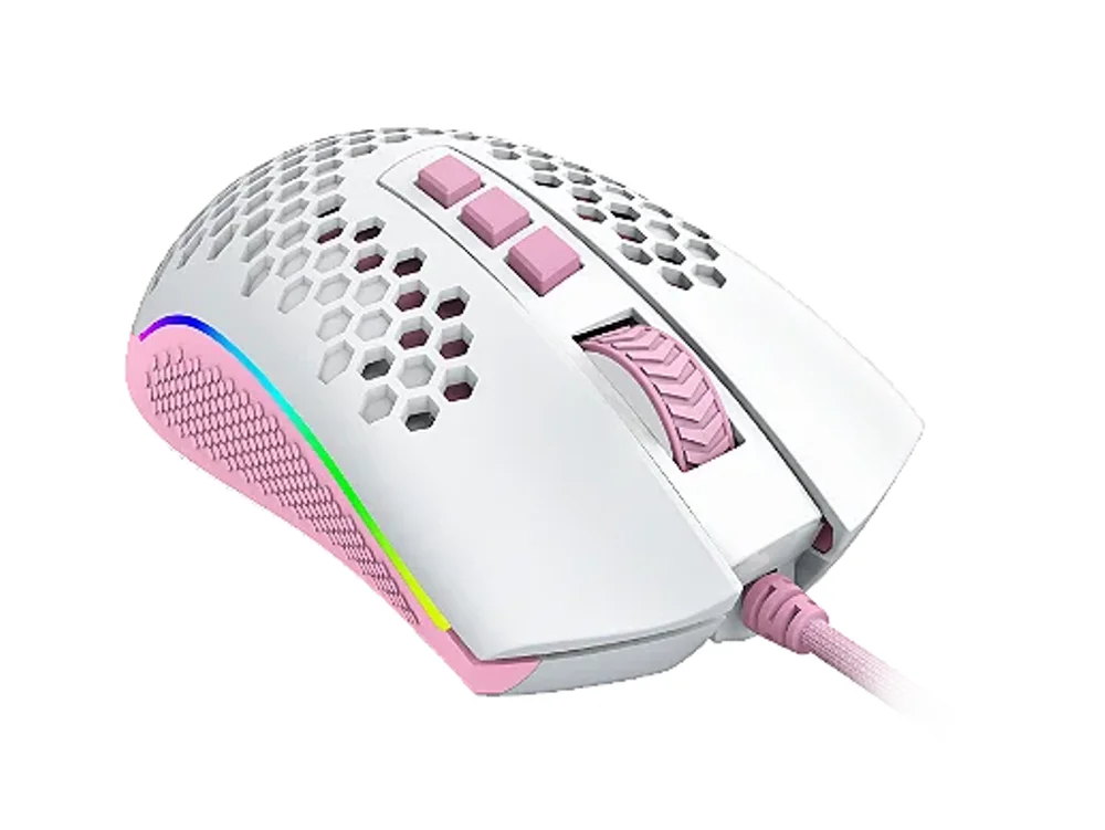 Mouse Gamer Com Fio Redragon Storm M808wp-RGB 12400 Dpi Cor Branco Com Rosa