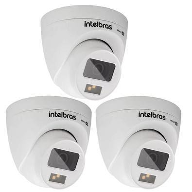 Kit 3 Câmeras De Segurança Intelbras Multi Hd 20m Vhd 1120 D Full Color Imagem Colorida Noite E Dia