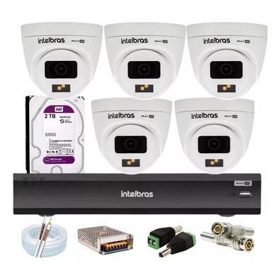 Kit 6 Cameras De Segurança Intelbras Full Color 1220d Dvr Imhdx 3008 Ia Com Hd 1TB Purple
