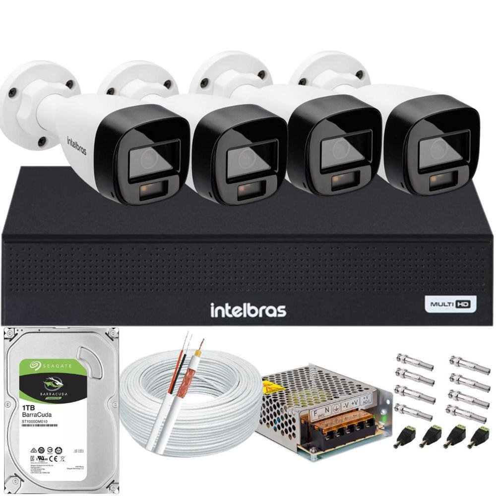 Kit 8 Cameras Segurança Intelbras Vhd 3220b+ Microfone Audio Full Color 1080p Dvr Mhdx 3008c 1TB