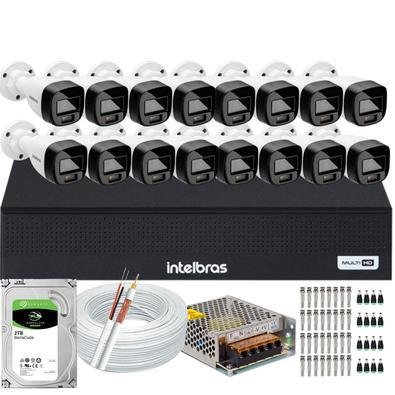 Kit Intelbras 16 Cameras Segurança  Vhd 3220b+ Microfone Audio Full Color 1080p Dvr 3116c 2TB