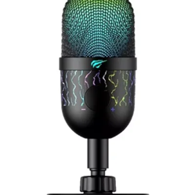 Microfone Gamer Mesa Usb Havit Gk52 RGB Omnidirecional Cor Preto