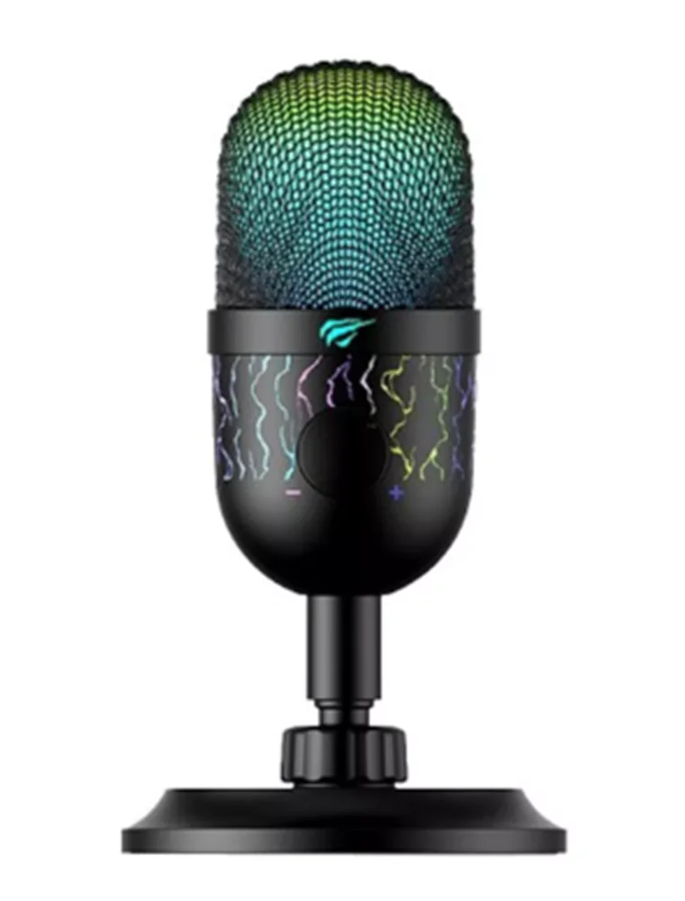 Microfone Gamer Mesa Usb Havit Gk52 RGB Omnidirecional Cor Preto