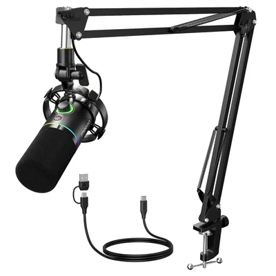 Kit Microfone Maono PD200XS, USB/XLR, com Braço Articulado, Preto