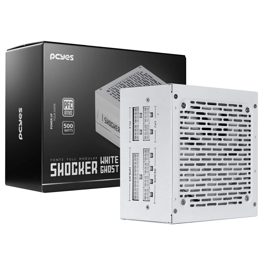 Fonte De Alimentação Gamer PCyes Shocker Full Modular 500w 80 Plus White - White Ghost