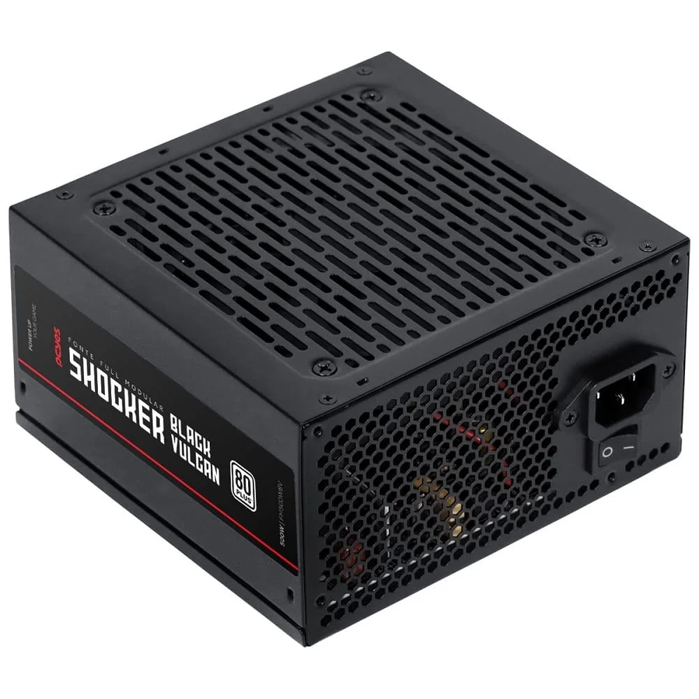 Imagem 2 de 5 do produto Fonte De Alimentação Gamer PCyes Shocker Full Modular 500w 80 Plus White - Black Vulcan