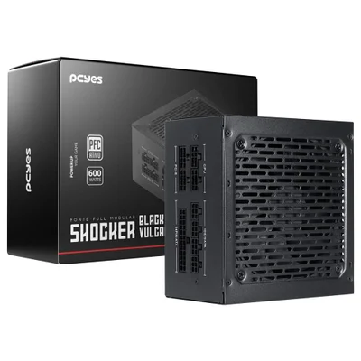 Fonte De Alimentação Gamer PCyes Shocker Full Modular 600w 80 Plus White - Black Vulcan