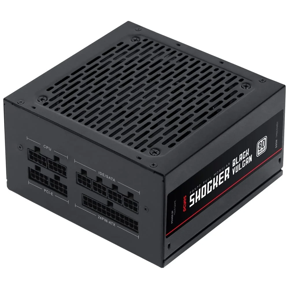 Imagem 3 de 5 do produto Fonte De Alimentação Gamer PCyes Shocker Full Modular 600w 80 Plus White - Black Vulcan