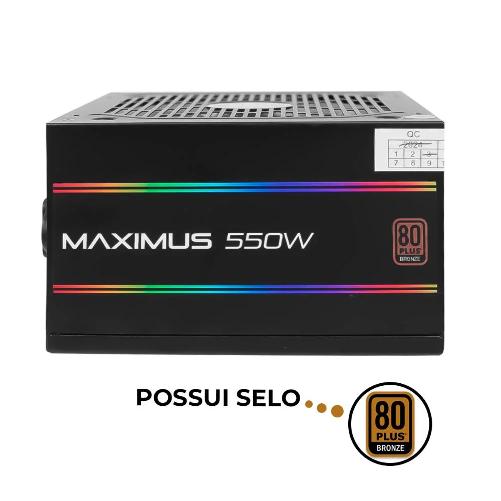 Imagem 4 de 4 do produto Fonte Gamer Alimentação Para PC 550w Silencioso 80 Plus Pfc