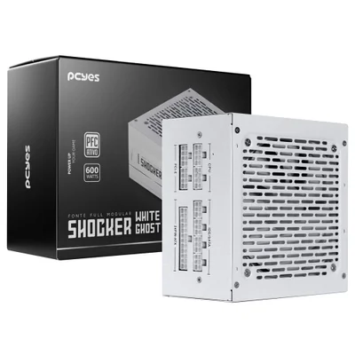 Fonte De Alimentação Gamer PCyes Shocker Full Modular 600w 80 Plus White - White Ghost