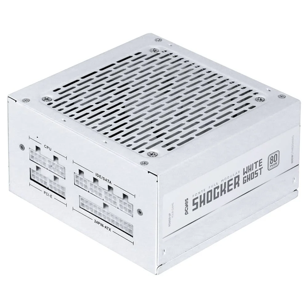 Imagem 2 de 5 do produto Fonte De Alimentação Gamer PCyes Shocker Full Modular 600w 80 Plus White - White Ghost