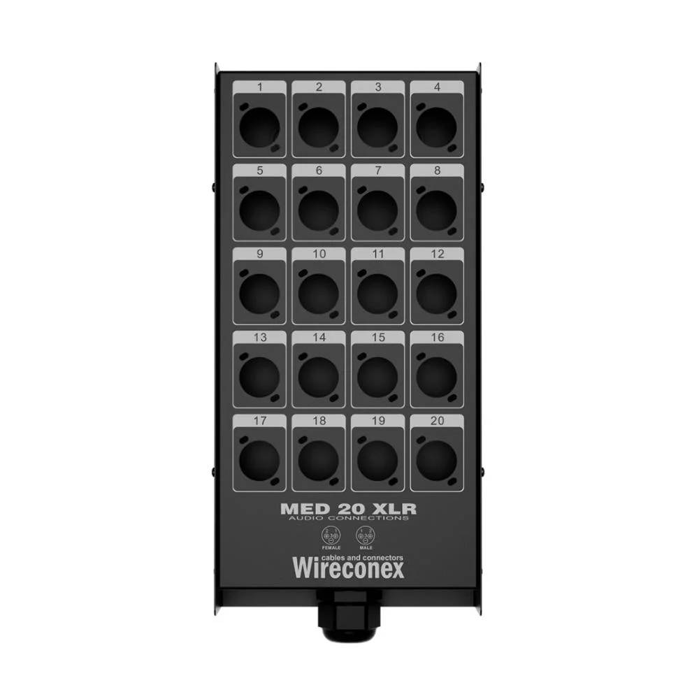 Imagem 2 de 3 do produto Painel 20 Vias Com Furações Xlr Sem Conectores E 1 Prensa Cabo De Nylon Wireconex Med2 20 1s [f108]
