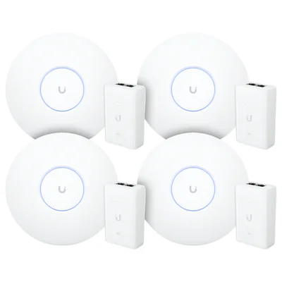 4 Roteadores Wifi 6 Access Point 5.3 Gbps + 4 Injetores Poe+ | 4 U6 Pro Ubiquiti Com 4 Fontes 48v 30w