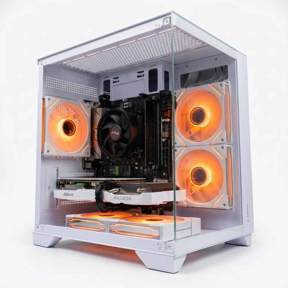 PC Gamer AquArio Branco Ryzen 5 5500 | RX 6600 8GB Branca | 16GB RAM | SSD NVMe 500GB | Windows 11 Pro