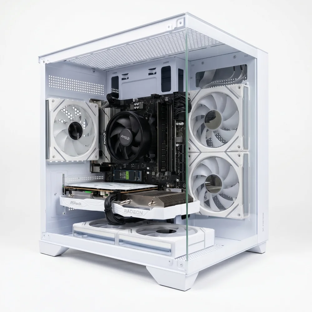 PC Gamer AquArio Branco Ryzen 5 5500 | RX 6600 8GB Branca | 16GB RAM | SSD NVMe 500GB | Windows 11 Pro