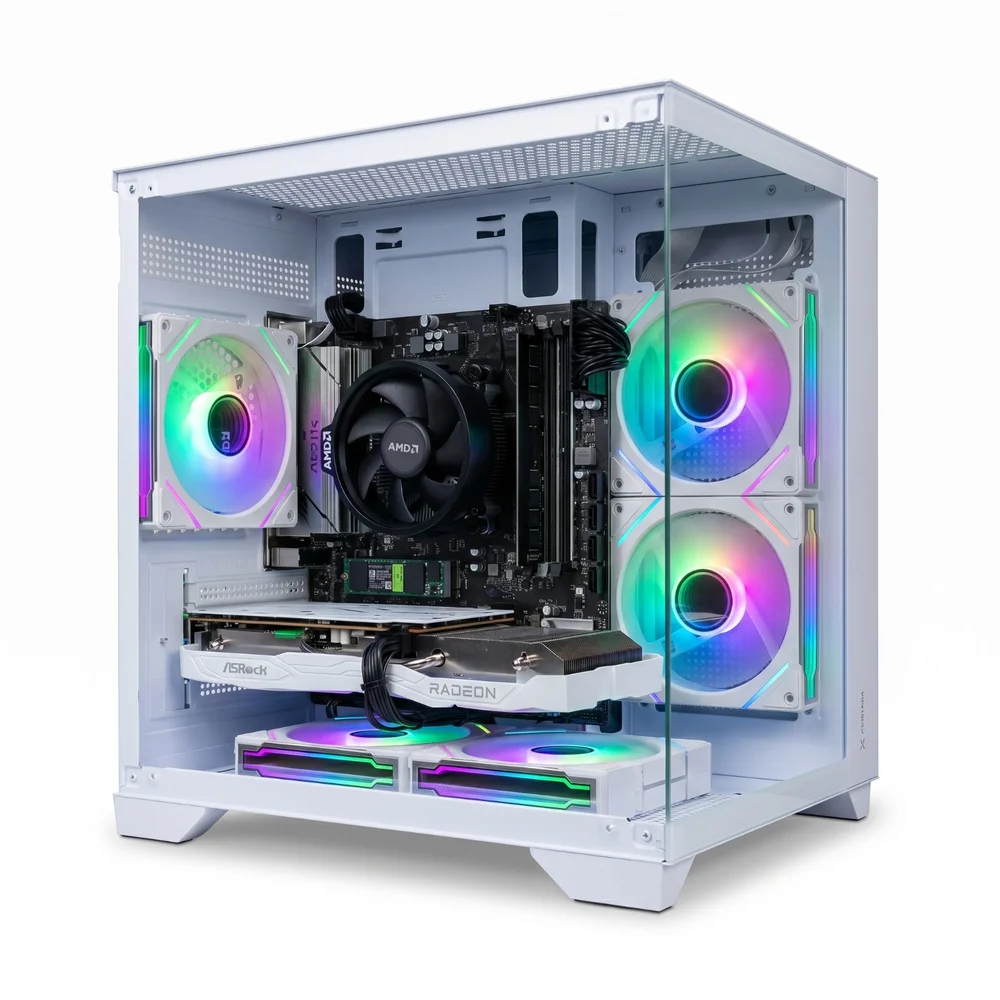 PC Gamer AquArio Branco Ryzen 5 5500 | RX 6600 8GB Branca | 16GB RAM | SSD NVMe 500GB | Windows 11 Pro
